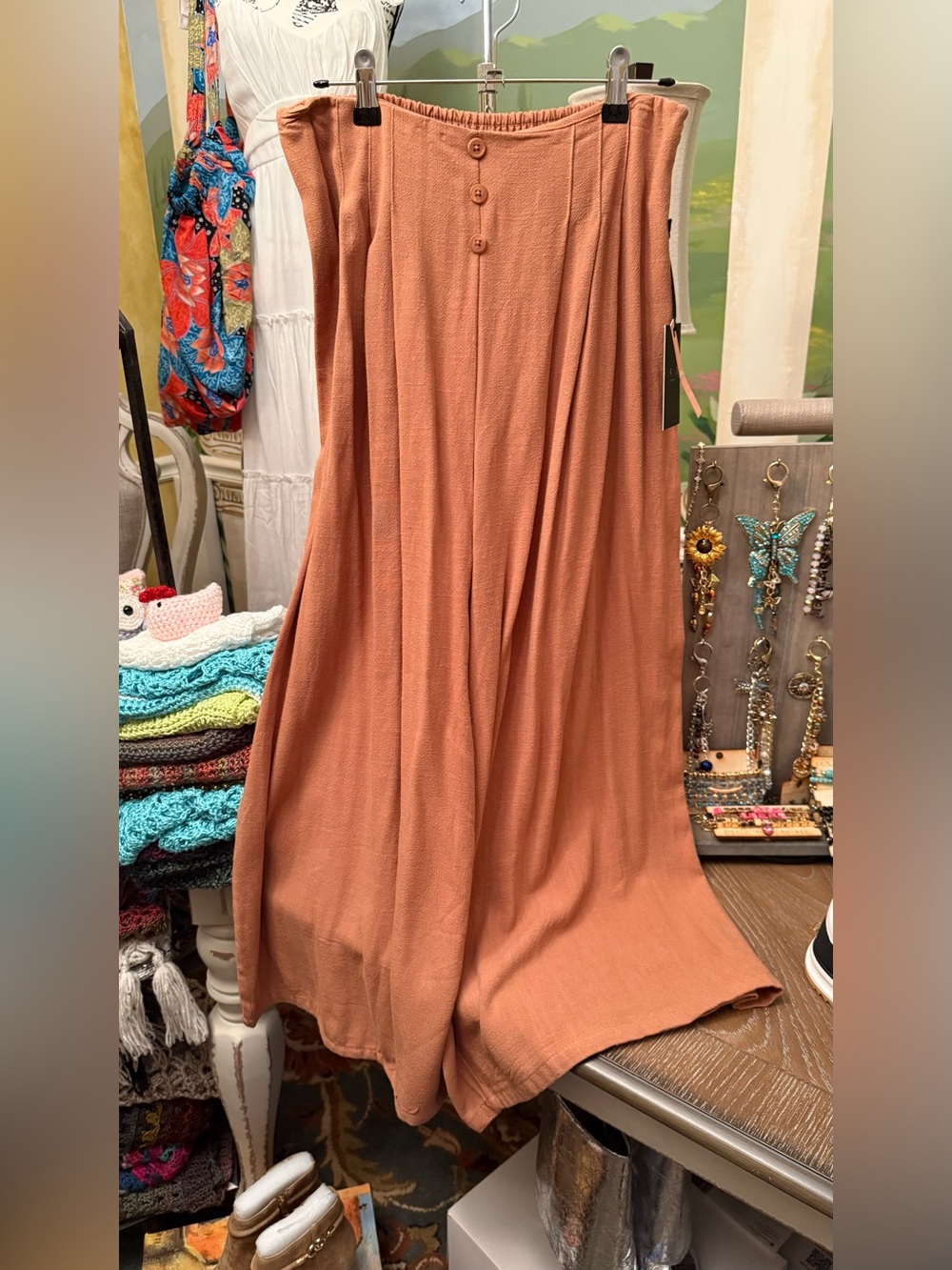 iris Rust-Orange Maxi Skirt with Button Front